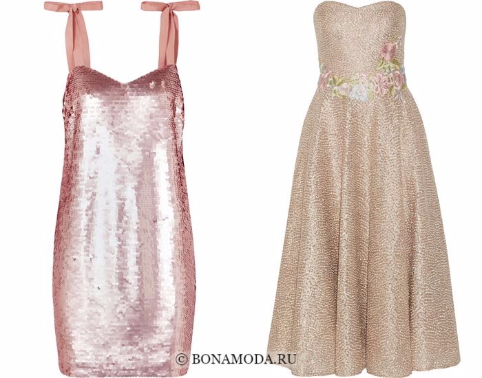 Блестящие платья со сверкающими пайетками 2018 - Ззолотые бюстье сердечком