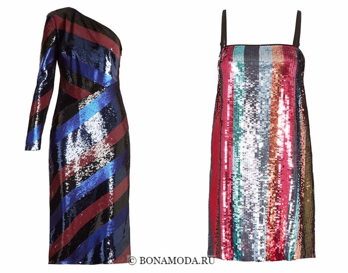 Блестящие платья со сверкающими пайетками 2018 - разноцветная полоска