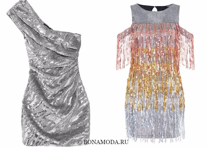 Блестящие платья со сверкающими пайетками 2018 - серебряные коктейльные короткие 