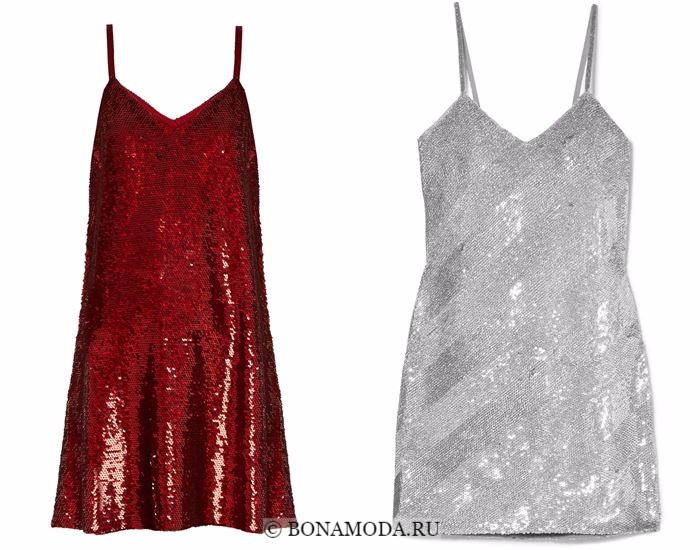 Блестящие платья со сверкающими пайетками 2018 - коктейльные сарафаны на тонких бретелях 