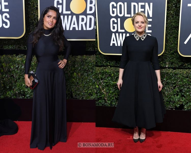 Чёрные вечерние платья-2018 «Золотой глобус»: минималистичные с длинным рукавом