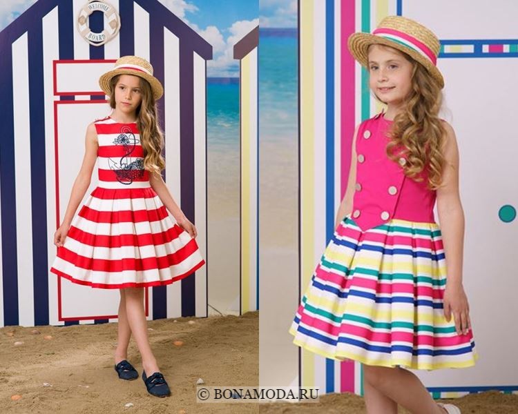 Детская мода для девочек весна-лето 2018 - Летние платья в полоску