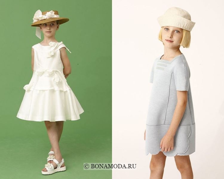 Детская мода для девочек весна-лето 2018 - модные короткие платья-трапеция