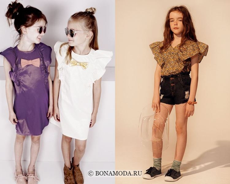 Детская мода для девочек весна-лето 2018 - модные платья и блузки с рукавом-бабочка