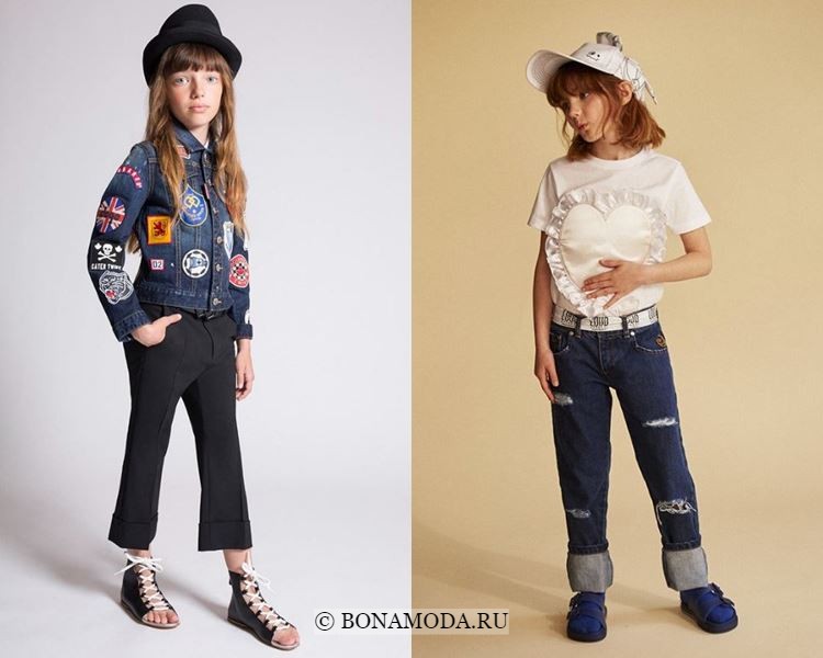 Детская мода для девочек весна-лето 2018 - джинсовая куртка и джинсы
