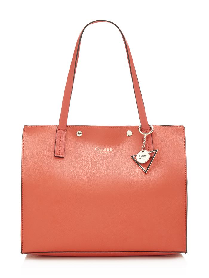 Коллекция сумок Guess весна-лето 2018 - оранжевая кожаная сумка шоппер