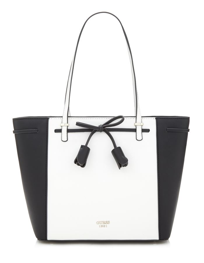 Коллекция сумок Guess весна-лето 2018 - чёрно-белая сумка шоппер с бантом