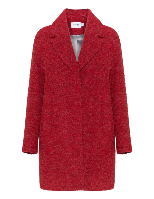 Красные пальто 2018 - Короткое шерстяное пальто-букле Civas 