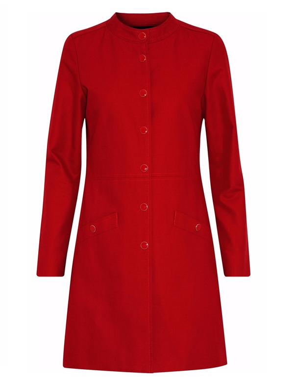 Красные пальто 2018 - Короткое приталенное пальто из габардина с круглым воротником Vanessa Seward 