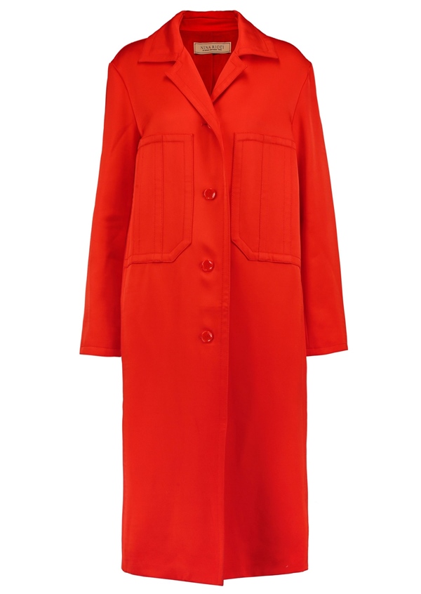 Красные пальто 2018 - Яркое однобортное пальто с карманами Nina Ricci 