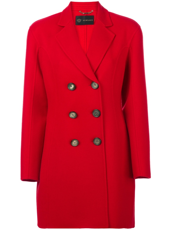 Красные пальто 2018 - Короткое классическое двубортное пальто Versace 