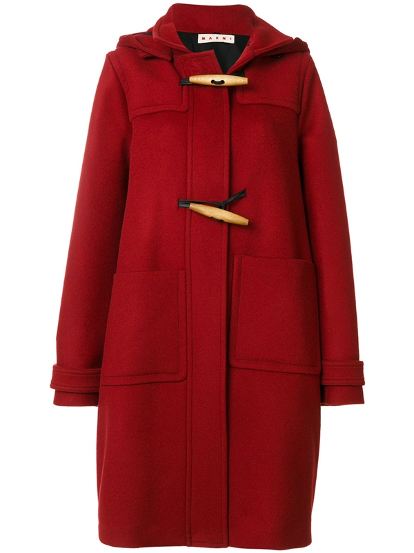 Красные пальто 2018 - Пальто-баллон даффлкот с прямоугольными деревянными пуговицами Marni 