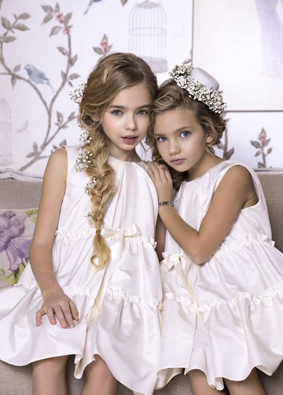 Нарядные праздничные детские платья для девочек лето-2018 - белые шёлковые платья на праздник Amelie et Sophie 