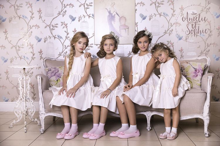 Нарядные праздничные детские платья для девочек лето-2018 - платья из белого шёлка Amelie et Sophie 