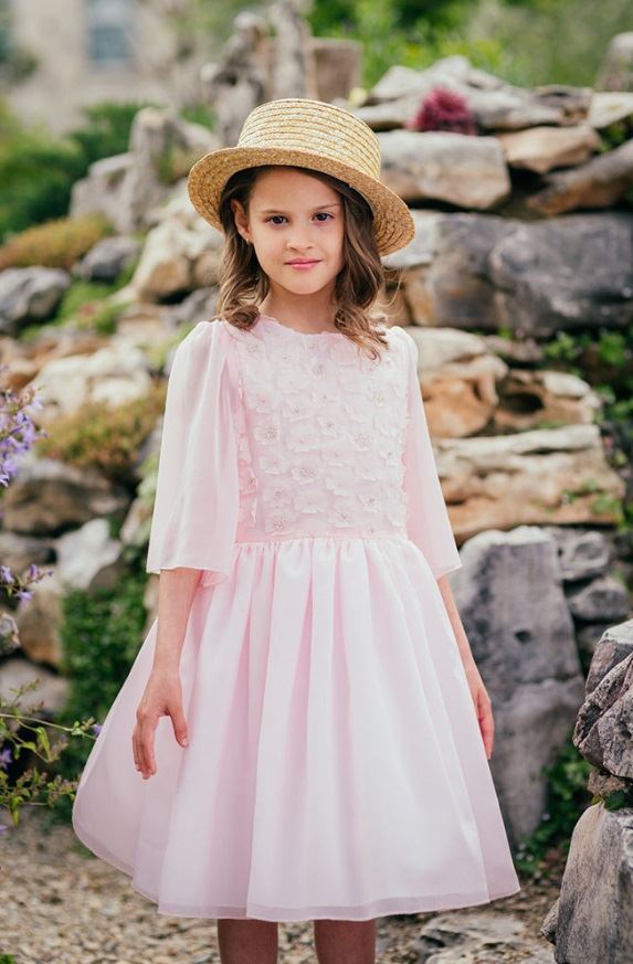 Нарядные праздничные детские платья для девочек лето-2018 - Розовое приталенное платье из шифона Love Made Love 