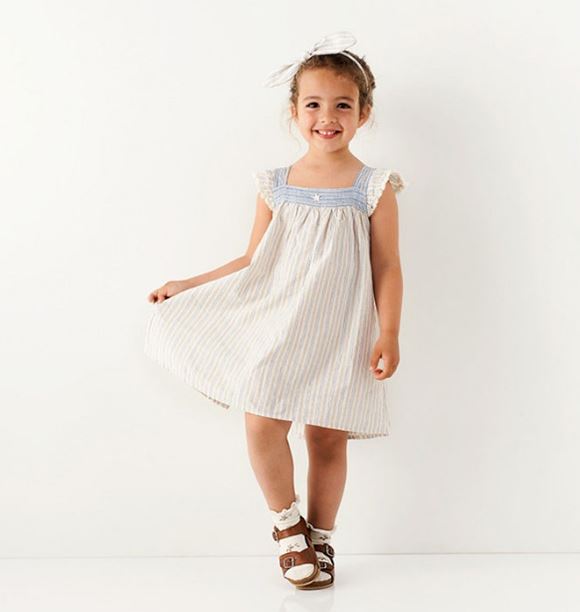 Детские платья для маленьких девочек 3 лет лето-2018 - сарафан в тонкую полоску Tocoto Vintage