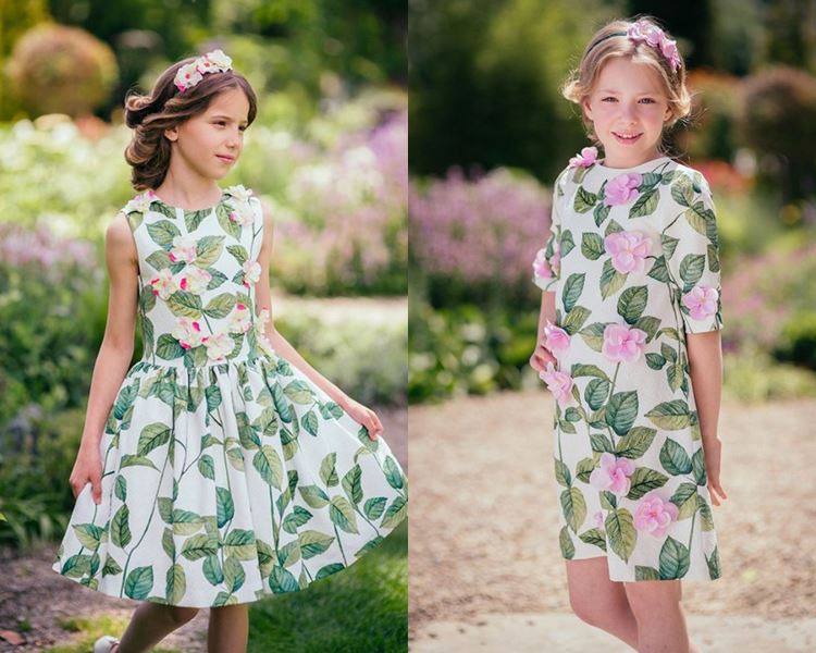 Красивые платья для девочек 11-12 лет на лето-2018 - Бело-зелёные платья с цветами и аппликациями Love Made Love 