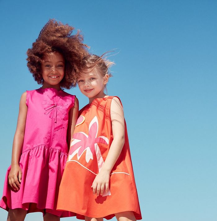 Повседневные детские платья для девочек лето-2018 - Яркое розовое и оранжевое летнее платье Il Gufo