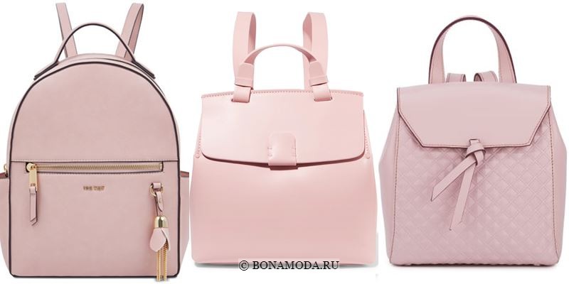 Модные цвета рюкзаков 2018 - пастельные розовые рюкзаки из натуральной кожи 