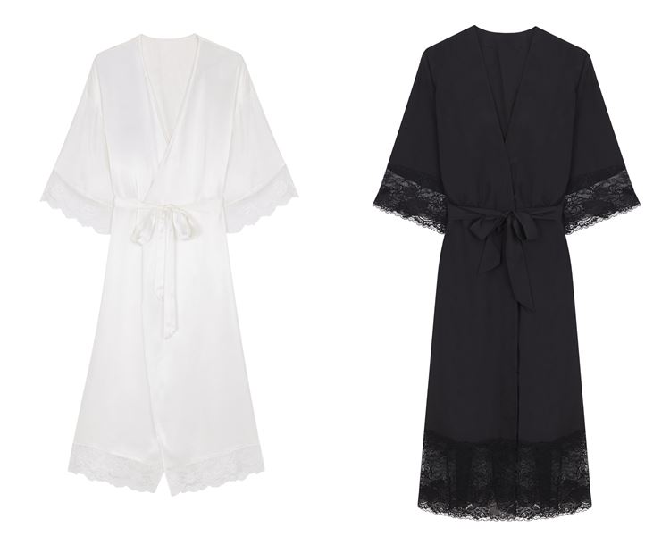 Свадебная коллекция нижнего белья Women’secret 2018 - шёлковые халаты пеньюары белого и чёрного цвета