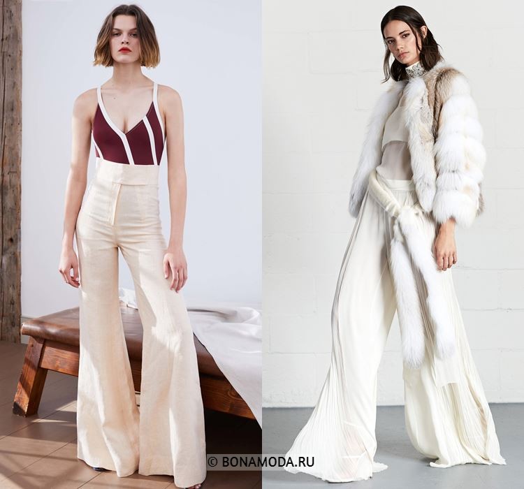 Женские брюки весна-лето 2018 - Белые расклешённые брюки