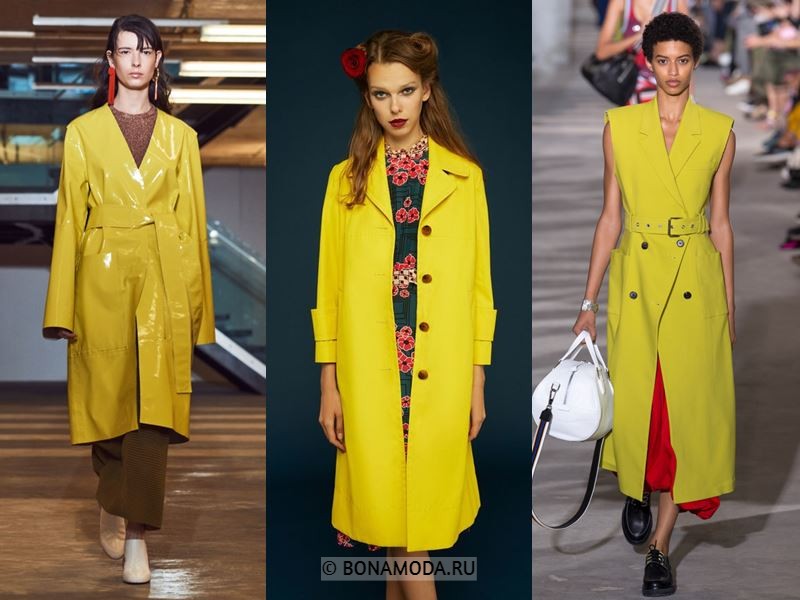 Женские пальто весна-лето 2018 - Ярко-жёлтые пальто
