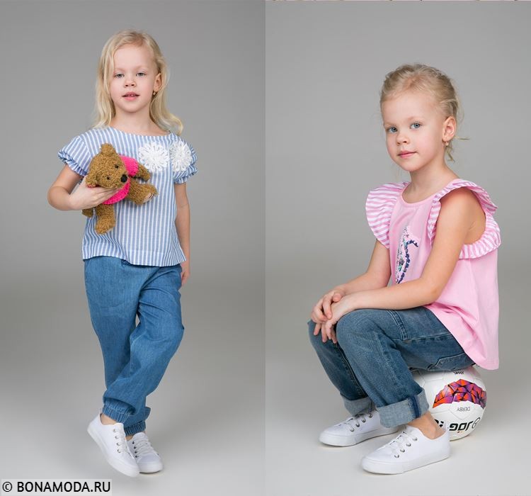 Детская коллекция BAON весна-лето 2018 - Летние образы для девочек с джинсами и топами 