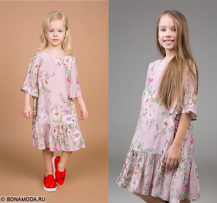 Детская коллекция BAON весна-лето 2018 -  Розовые платья с цветочным принтом для девочек