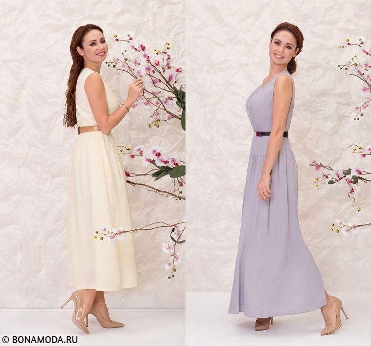 Женская коллекция BAON весна-лето 2018 - вечерние платья бледно-жёлтого и светло-лилового 
