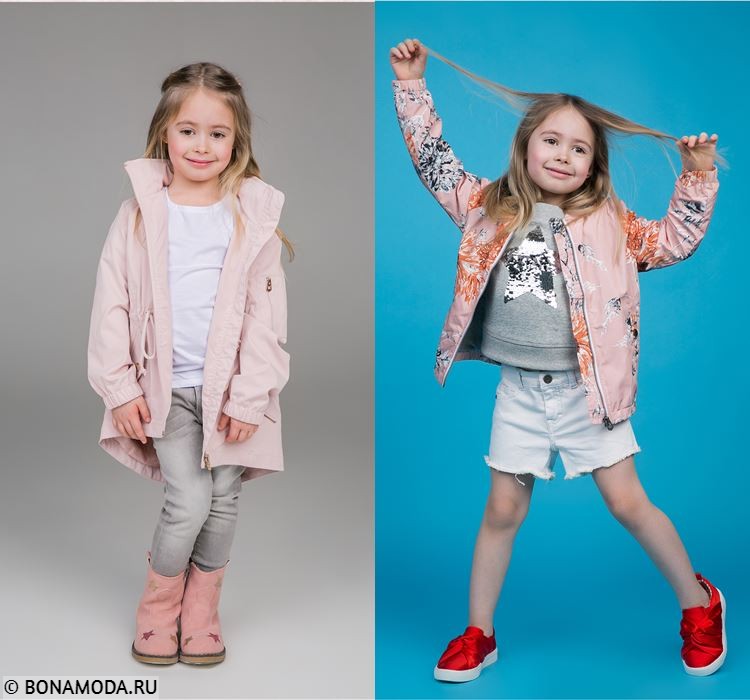 Детская коллекция BAON весна-лето 2018 - весенние образы для девочек с розово-персиковыми куртками