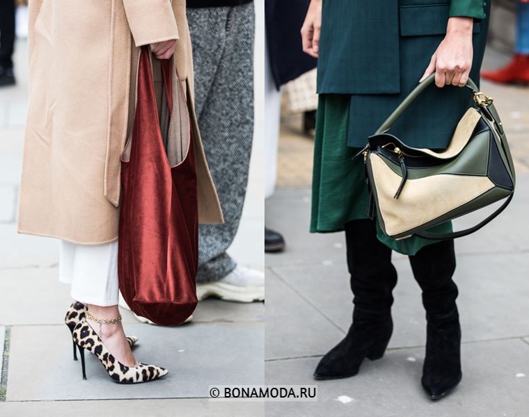 Уличный стиль Лондона осень-зима 2018-2019 - туфли с леопардовым принтом, сапоги и сумки