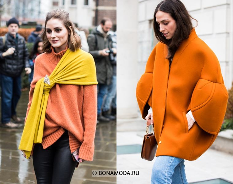 Уличный стиль Лондона осень-зима 2018-2019 - свитер с шарфом и полупальто оверсайз