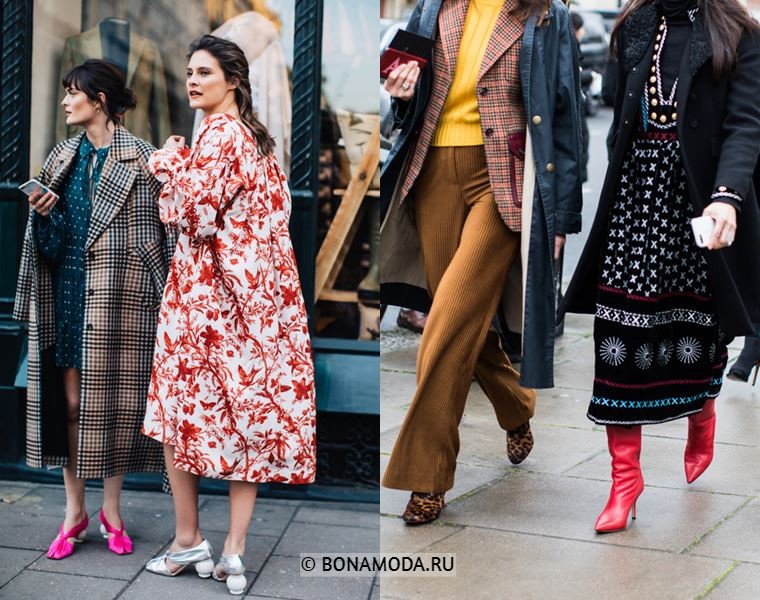 Уличный стиль Лондона осень-зима 2018-2019 - Пальто с принтом и стиль 70-х