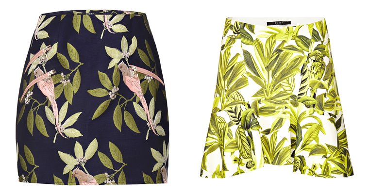 Женская коллекция Guess весна-лето 2018 - цветочные мини юбки