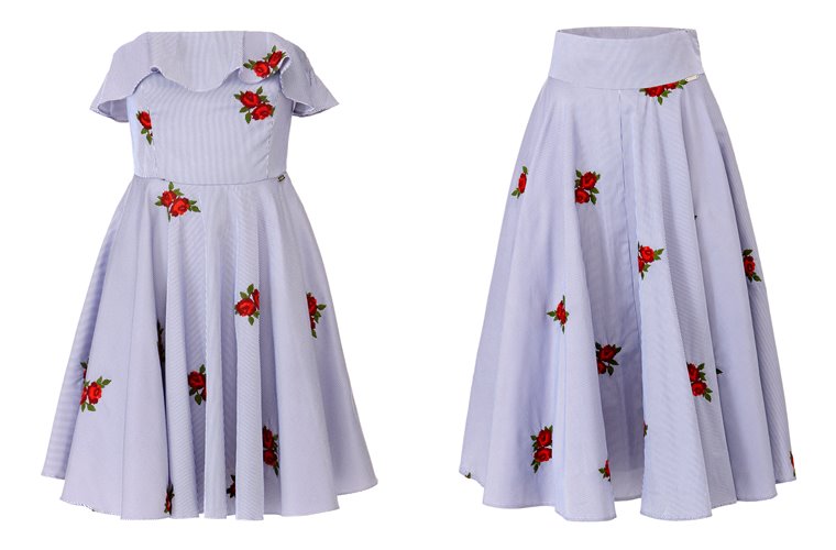 Женская коллекция Guess весна-лето 2018 - сиреневые платье и блузка с цветами