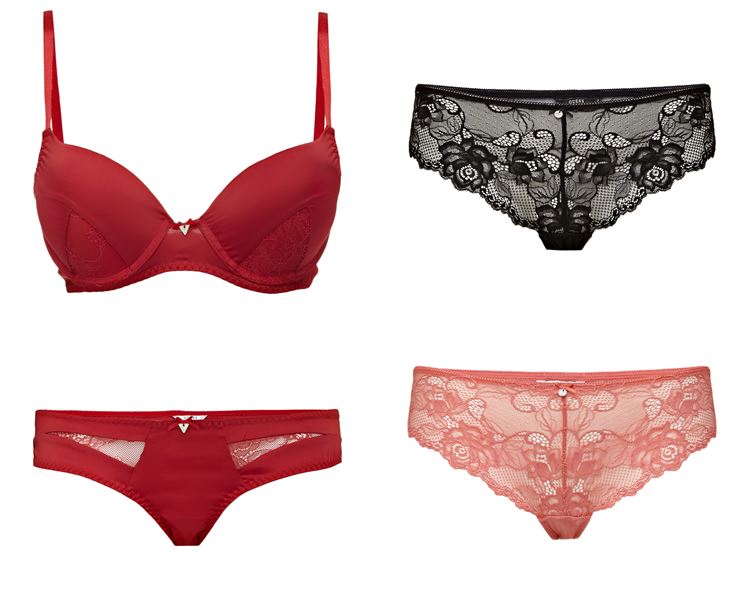 Коллекция нижнего белья Guess Underwear весна-лето 2018 - красный комплект и кружевные трусики