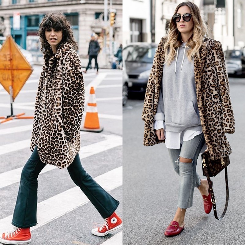 Как носить леопардовое пальто – Обувь на плоском ходу