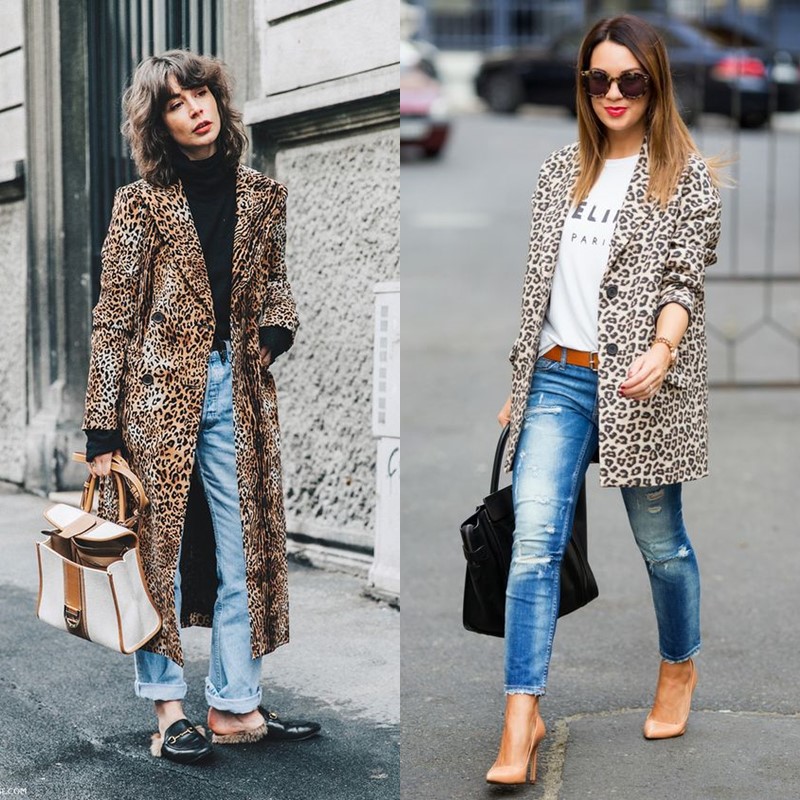 Как носить леопардовое пальто – Джинсы-бойфренды или рваный деним
