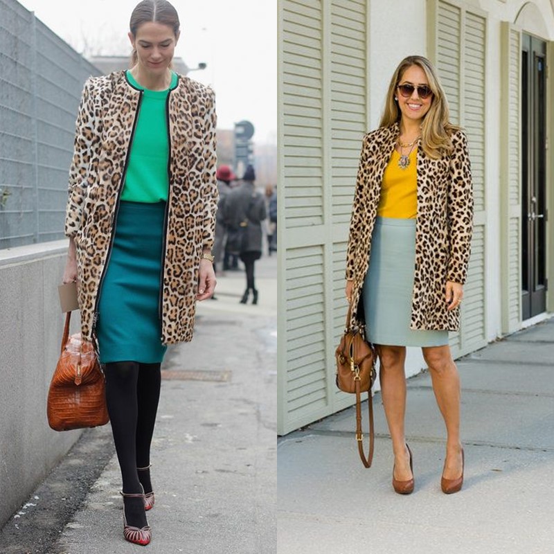 Как носить леопардовое пальто – Юбка-карандаш