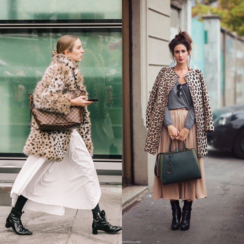 Как носить леопардовое пальто – Платья и юбки миди