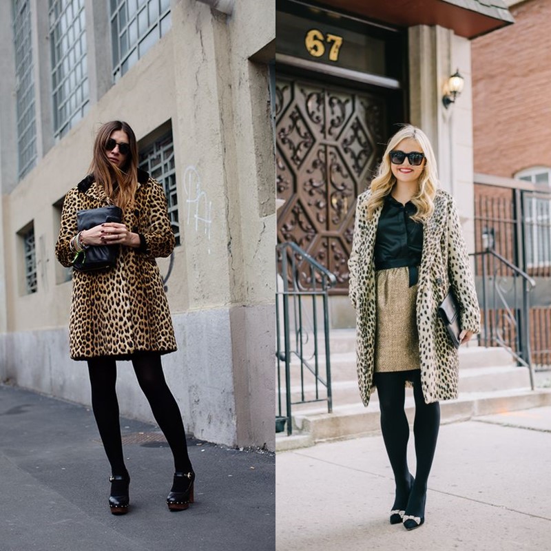 Как носить леопардовое пальто – Плотные колготы