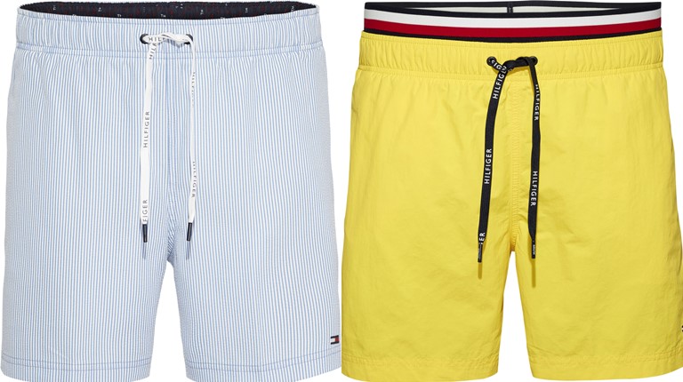 Мужские пляжные шорты Tommy Hilfiger весна-лето 2018 - голубые и желтые 