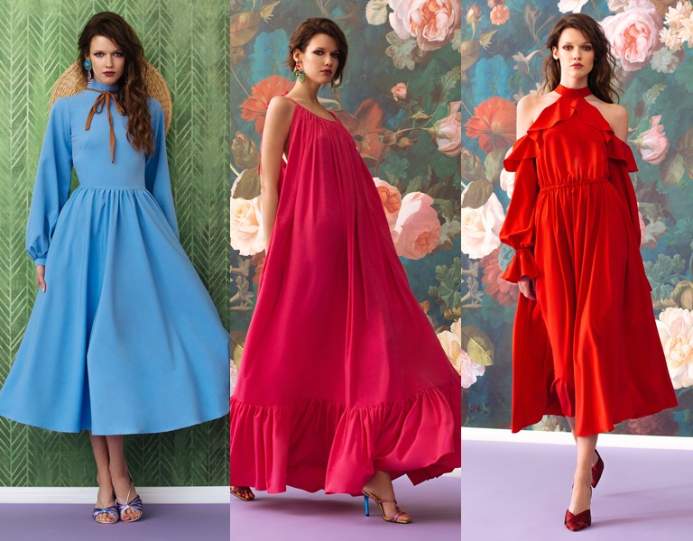 Круизная коллекция-2018 от Yulia Prokhorova Beloe Zoloto - голубые и красные летние платья 