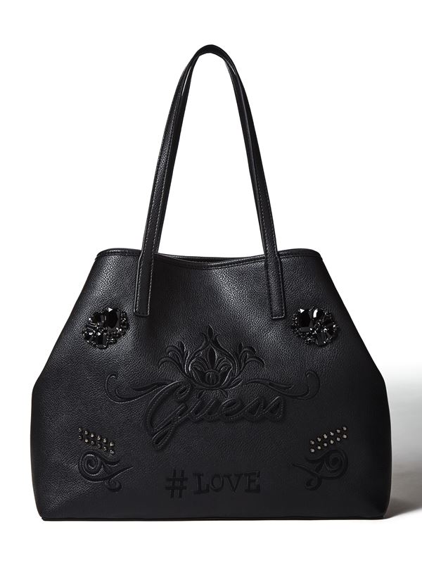Новая сумка GUESS Vikky – чёрная кожаная