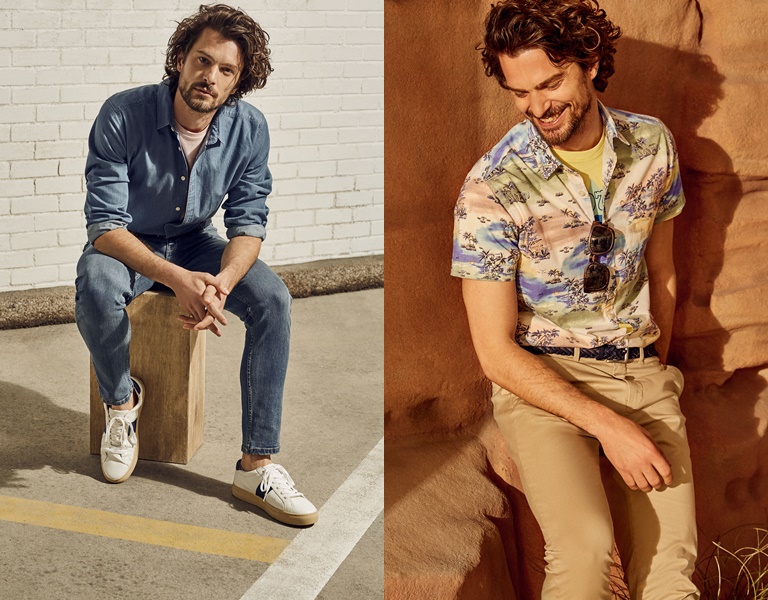 Летние мужские рубашки 2018 Springfield - летний стиль с джинсами и бежевыми брюками 