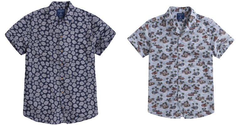 Летние мужские рубашки 2018 Springfield - серые с коротким рукавом и принтом 