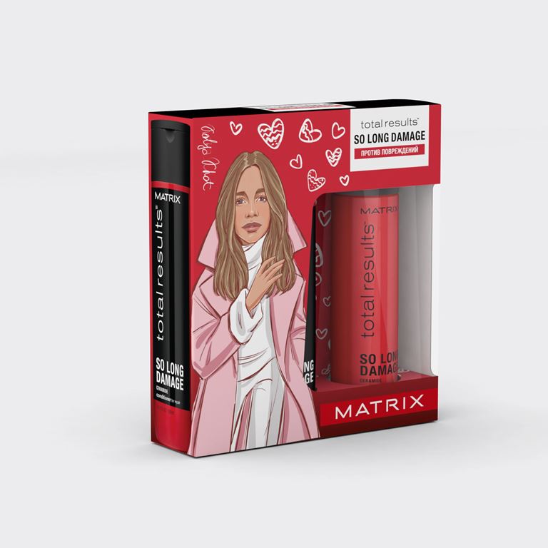 Подарочные наборы Matrix с дизайном Кати Хот - гамма для восстановления волос TR So Long Damage