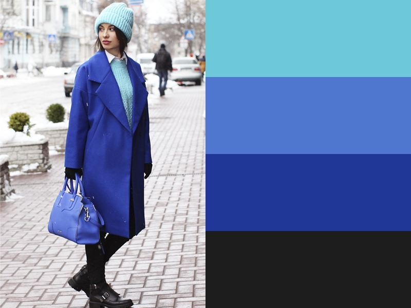10 идей сочетания синего цвета в одежде - Бирюзовый свитер и шапка