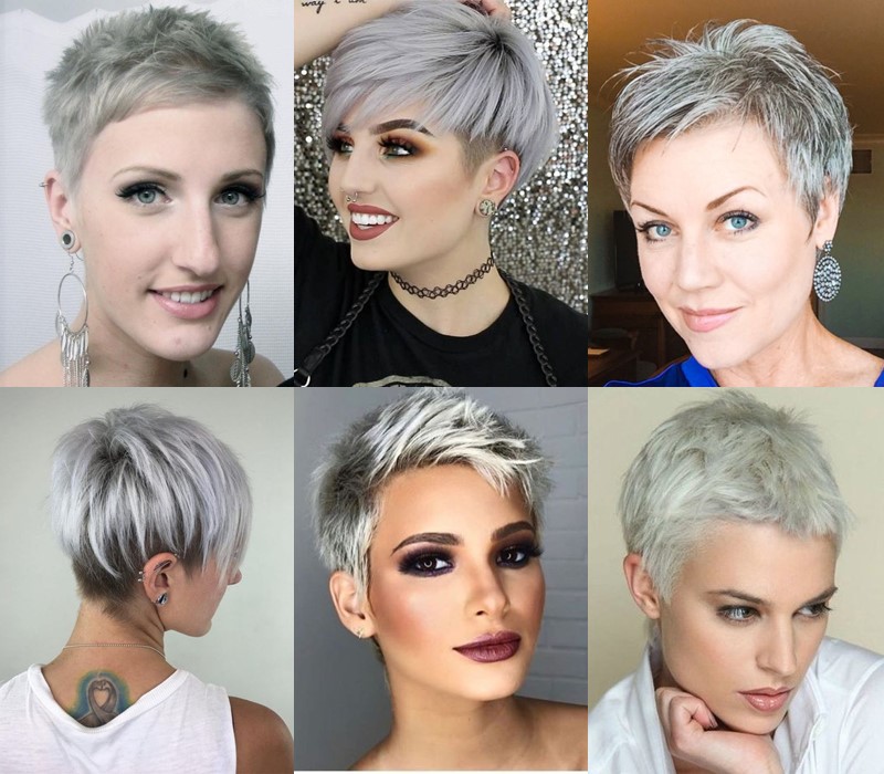 5 модных стилей с серыми волосами: стрижки и причёски - Короткая стрижка пикси