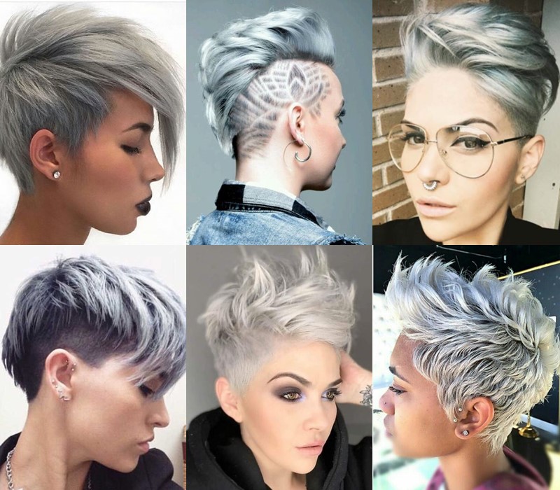 5 модных стилей с серыми волосами: стрижки и причёски - Стрижка в панк-стиле